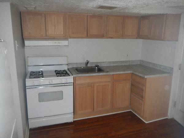 Freshly cleaned kitchen with wooden cabinets